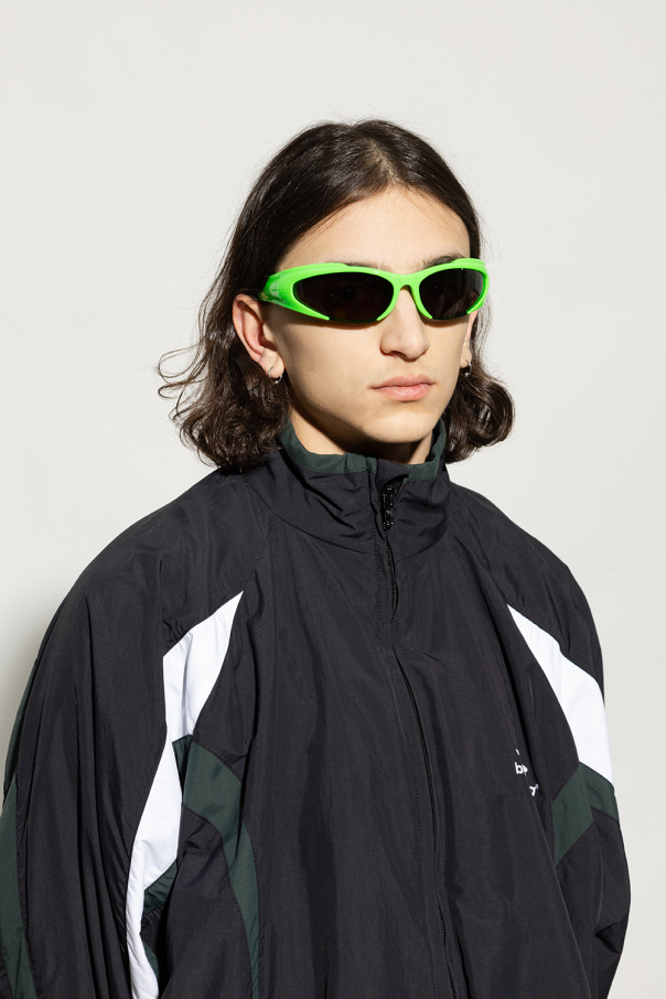 Green 'Reverse Xpander Rectangle' sunglasses Balenciaga
